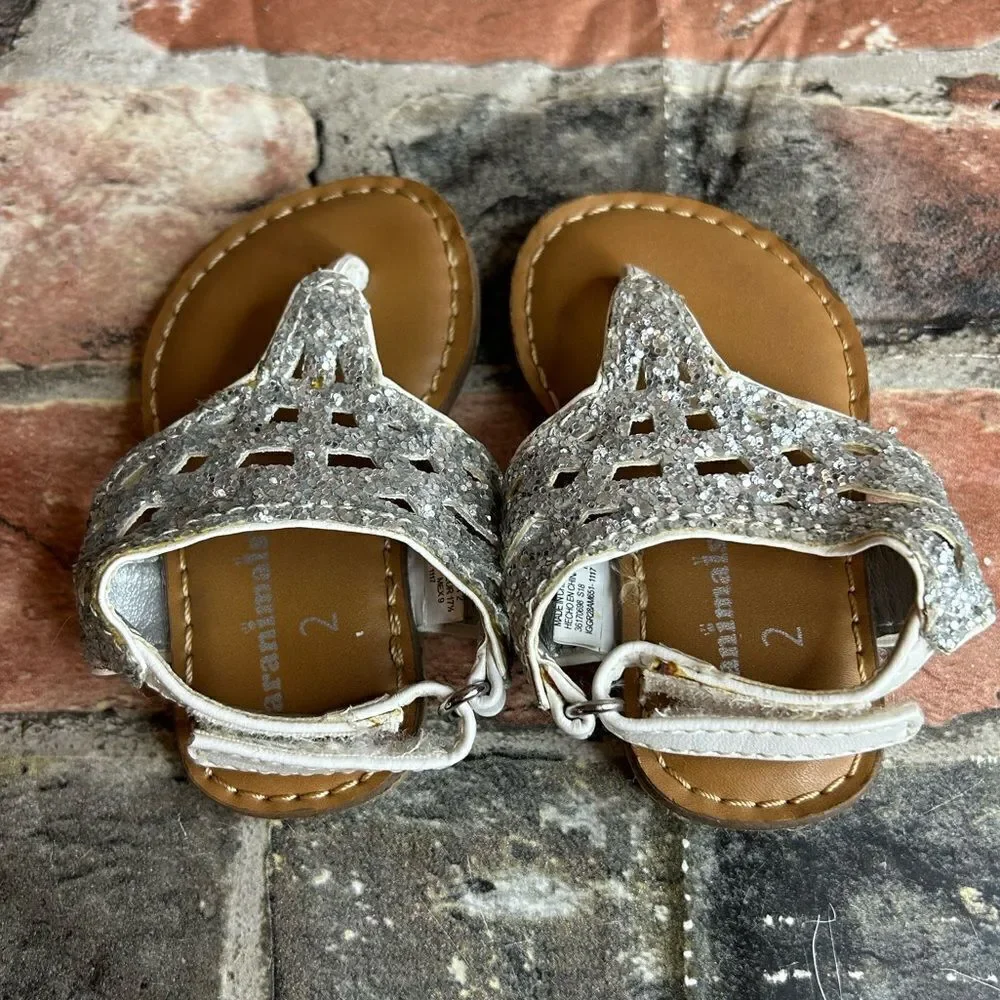 5 for $25🔥Garanimals Silver‎ Glitter Strappy Sandals Baby Size 2